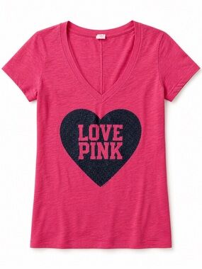 PINK Victoria's Secret Hot Pink Sleep Tee with Graphic Label